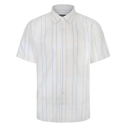 Bigdude Lightweight Short Sleeve Striped Summer Shirt White